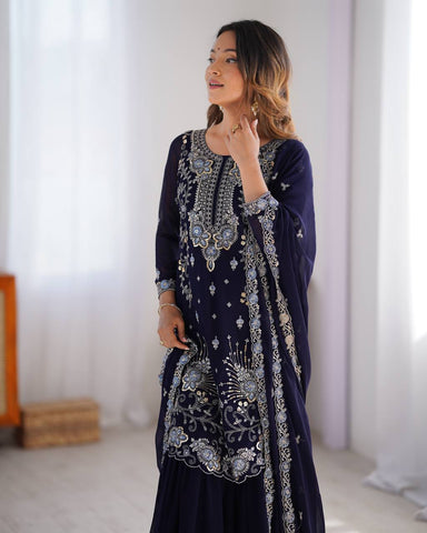 Premium Faux Georgette Silk with Thread & Sequence work Fancy Suit Set