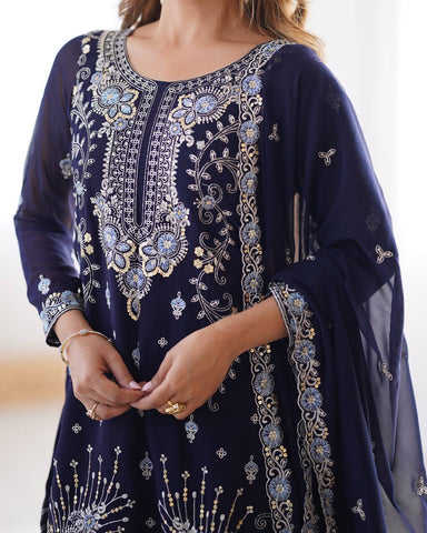 Premium Faux Georgette Silk with Thread & Sequence work Fancy Suit Set