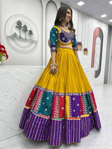 Festive Special Pure Cotton Embroidery Thread & Sequence Work with 6 Meter Huge Flair Lehenga Choli Set