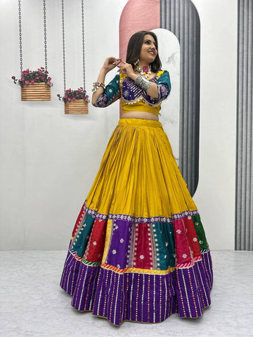 Festive Special Pure Cotton Embroidery Thread & Sequence Work with 6 Meter Huge Flair Lehenga Choli Set