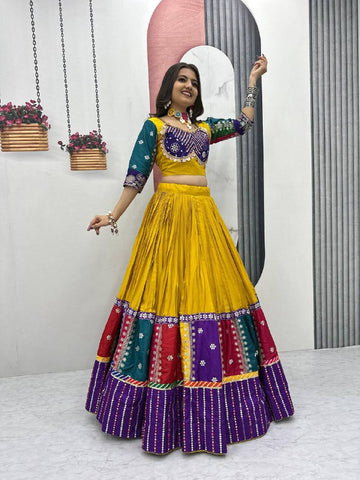 Festive Special Pure Cotton Embroidery Thread & Sequence Work with 6 Meter Huge Flair Lehenga Choli Set