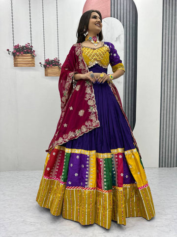 Festive Special Pure Cotton Embroidery Thread & Sequence Work with 6 Meter Huge Flair Lehenga Choli Set