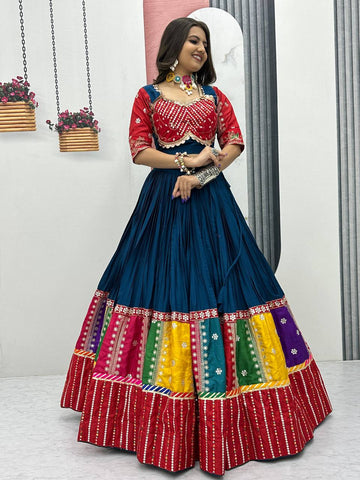 Festive Special Pure Cotton Embroidery Thread & Sequence Work with 6 Meter Huge Flair Lehenga Choli Set