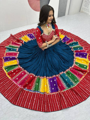 Festive Special Pure Cotton Embroidery Thread & Sequence Work with 6 Meter Huge Flair Lehenga Choli Set