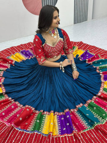 Festive Special Pure Cotton Embroidery Thread & Sequence Work with 6 Meter Huge Flair Lehenga Choli Set