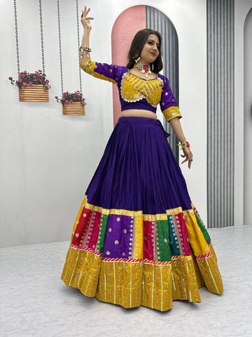 Festive Special Pure Cotton Embroidery Thread & Sequence Work with 6 Meter Huge Flair Lehenga Choli Set