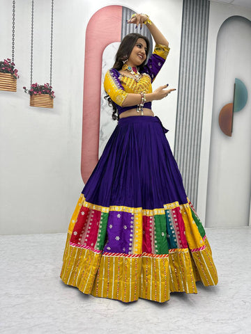 Festive Special Pure Cotton Embroidery Thread & Sequence Work with 6 Meter Huge Flair Lehenga Choli Set