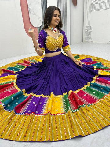 Festive Special Pure Cotton Embroidery Thread & Sequence Work with 6 Meter Huge Flair Lehenga Choli Set