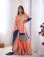 Premium Chinnon Silk with Coding Dori with Sequence with Rivet Moti Work Fancy Suit Set