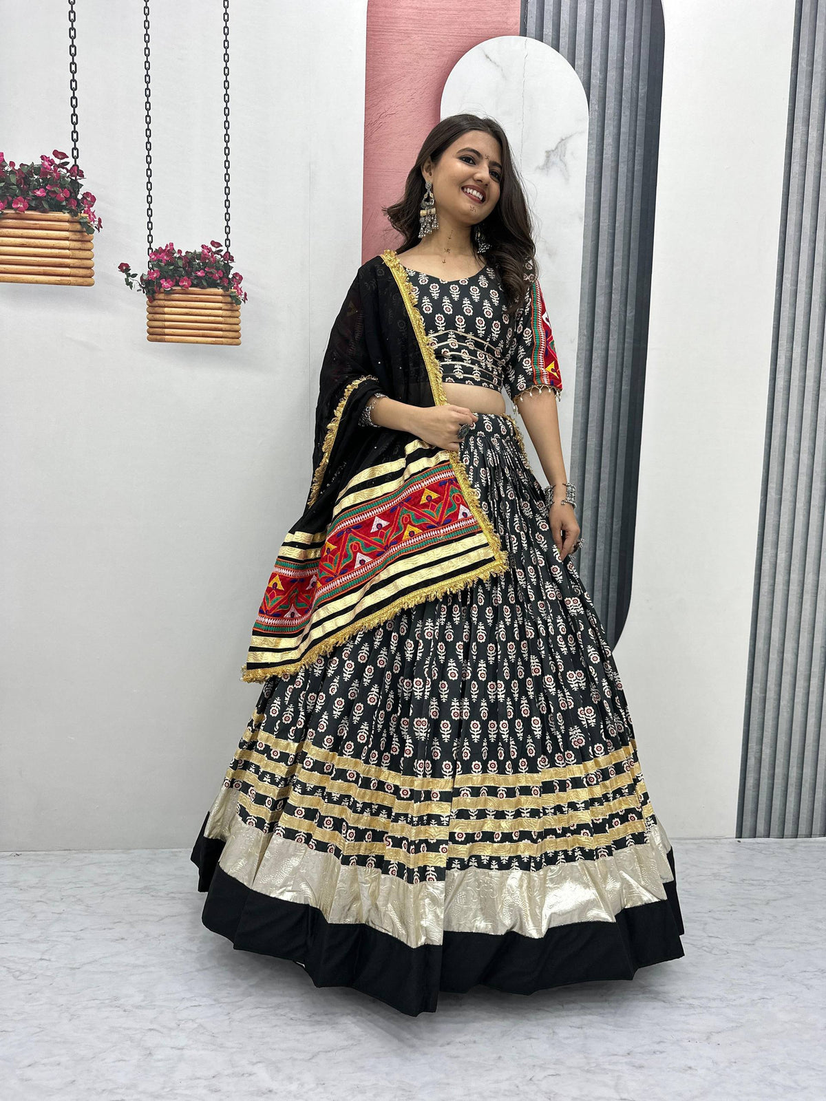 Festive Special Pure Rayon Cotton with 6 Meter Huge Flair Lehenga Choli Set