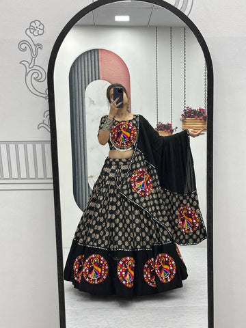 Festive Special Pure Cotton Heavy Gamathi Work with 6 Meter Huge Flair Lehenga Choli Set
