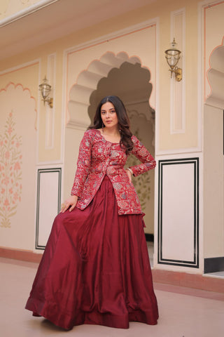 Pure Simmer Vichitra Silk Rich Sequins Kali Pattern Work Women Suit Set