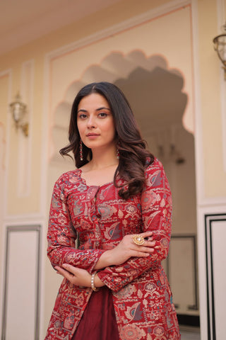 Pure Simmer Vichitra Silk Rich Sequins Kali Pattern Work Women Suit Set