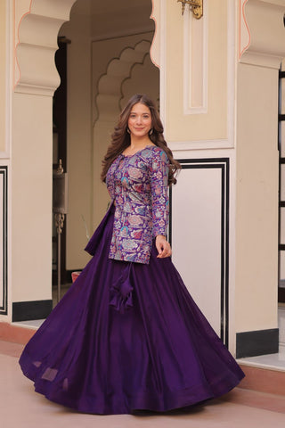 Pure Simmer Vichitra Silk Rich Sequins Kali Pattern Work Women Suit Set