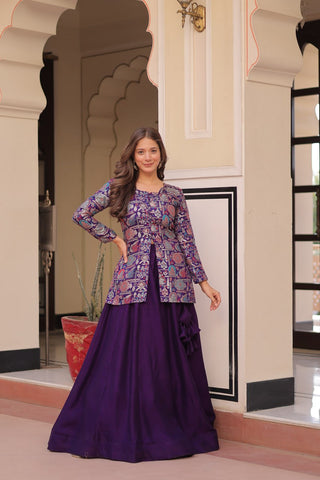 Pure Simmer Vichitra Silk Rich Sequins Kali Pattern Work Women Suit Set