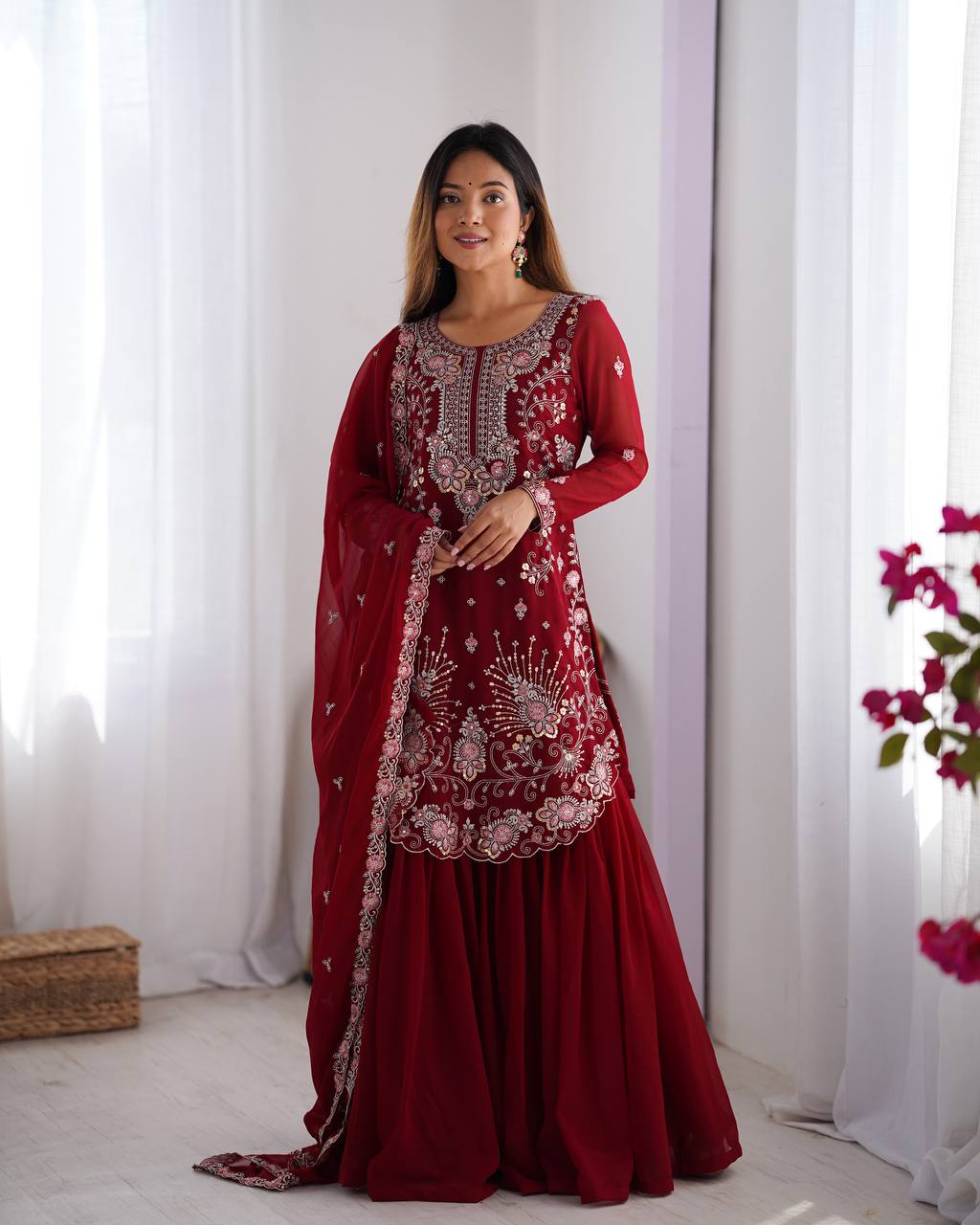 Premium Faux Georgette Silk with Thread & Sequence work Fancy Suit Set