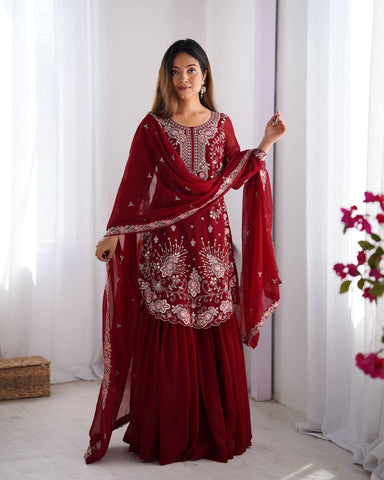 Premium Faux Georgette Silk with Thread & Sequence work Fancy Suit Set
