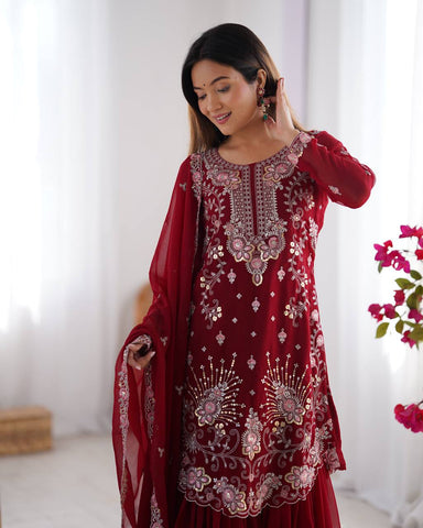 Premium Faux Georgette Silk with Thread & Sequence work Fancy Suit Set