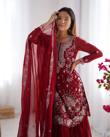 Premium Faux Georgette Silk with Thread & Sequence work Fancy Suit Set