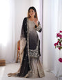 Premium Chinnon Silk with Coding Dori with Sequence with Rivet Moti Work Fancy Suit Set