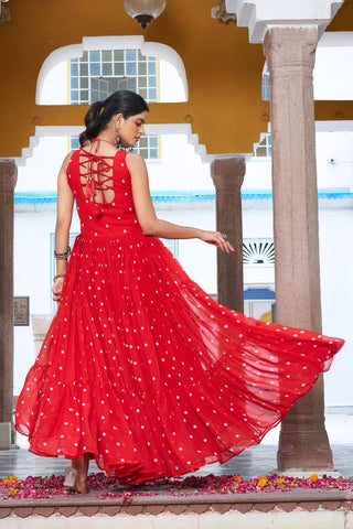 Special Georgette Bandhani Print Gown with 9 Meter Huge Flair For Navratri