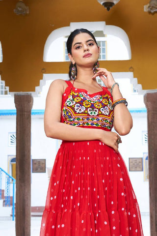Special Georgette Bandhani Print Gown with 9 Meter Huge Flair For Navratri