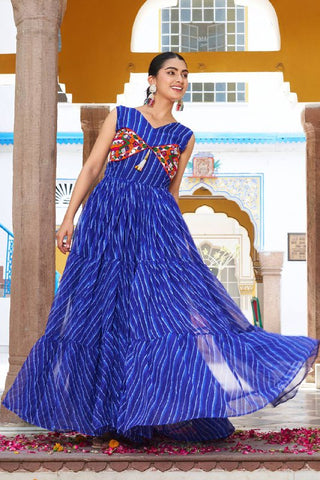 Special Georgette Bandhani Print Gown with 9 Meter Huge Flair For Navratri