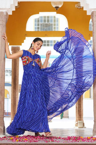 Special Georgette Bandhani Print Gown with 9 Meter Huge Flair For Navratri