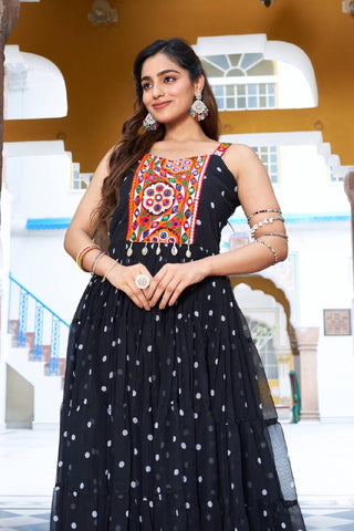 Special Georgette Bandhani Print Gown with 9 Meter Huge Flair For Navratri