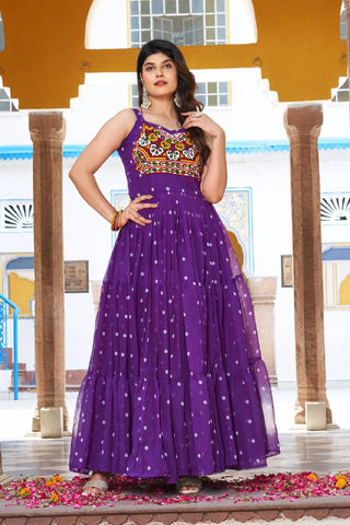 Special Georgette Bandhani Print Gown with 9 Meter Huge Flair For Navratri