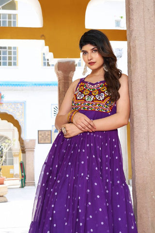 Special Georgette Bandhani Print Gown with 9 Meter Huge Flair For Navratri