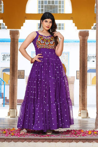 Special Georgette Bandhani Print Gown with 9 Meter Huge Flair For Navratri