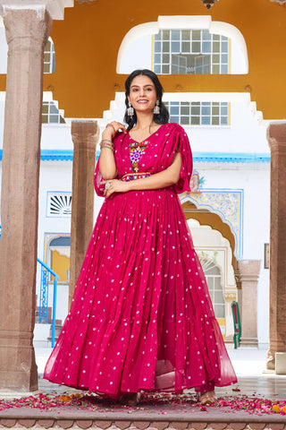 Special Georgette Bandhani Print Gown with 9 Meter Huge Flair For Navratri