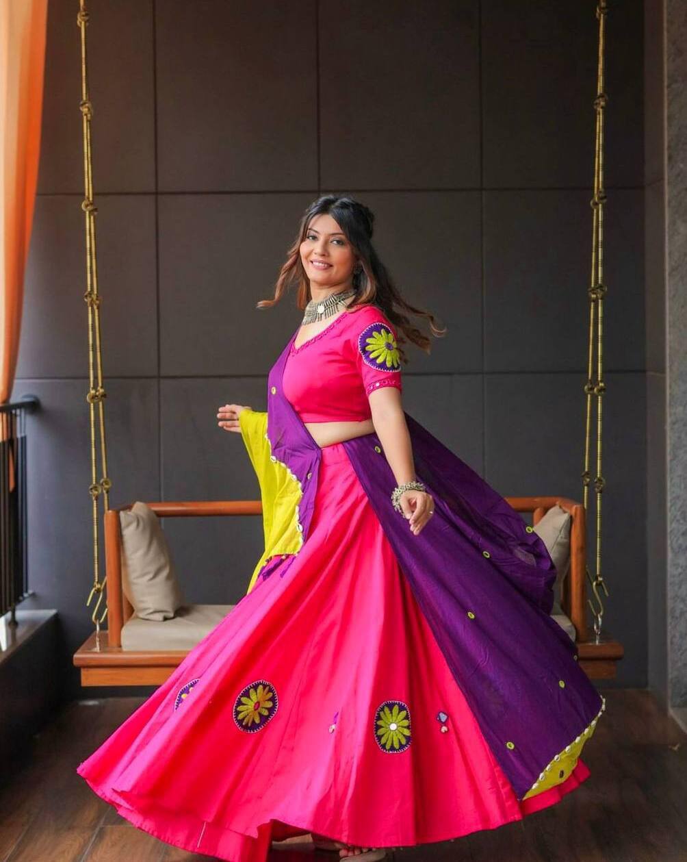 Festive Special Pure Rayon Cotton with 6 Meter Huge Flair Lehenga Choli Set