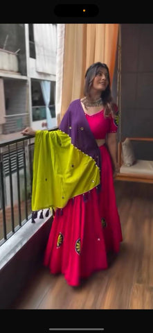 Festive Special Pure Rayon Cotton with 6 Meter Huge Flair Lehenga Choli Set