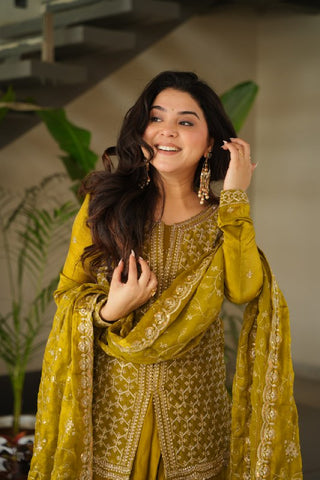 Premium Fendy Silk with Rich Beads Embroidered work Women Suit Set