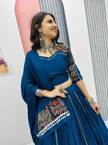 Navratri Special Pure Cotton with 6 Meter Huge Flair Ready to Wear Lehenga Choli Set