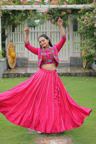 Festive Special Roman With Attractive Gota-Patti Lace Work with 6 Meter Big Flair Lehenga Choli Set