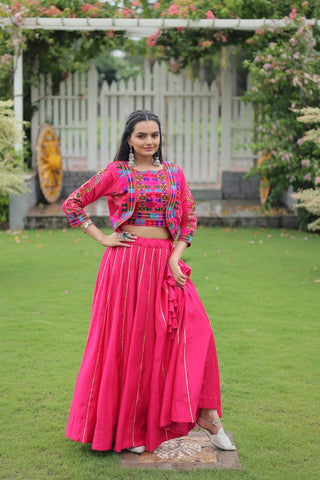 Festive Special Roman With Attractive Gota-Patti Lace Work with 6 Meter Big Flair Lehenga Choli Set