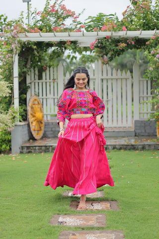 Festive Special Roman With Attractive Gota-Patti Lace Work with 6 Meter Big Flair Lehenga Choli Set