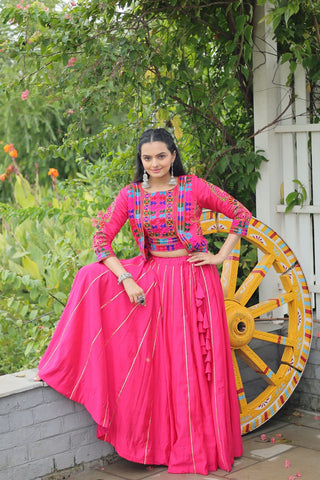 Festive Special Roman With Attractive Gota-Patti Lace Work with 6 Meter Big Flair Lehenga Choli Set