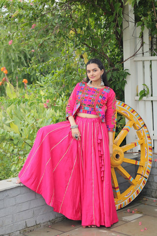 Festive Special Roman With Attractive Gota-Patti Lace Work with 6 Meter Big Flair Lehenga Choli Set