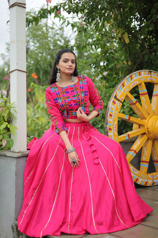 Festive Special Roman With Attractive Gota-Patti Lace Work with 6 Meter Big Flair Lehenga Choli Set