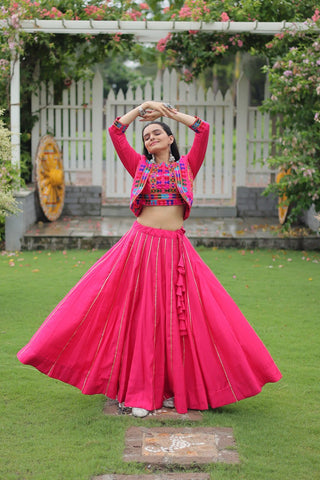 Festive Special Roman With Attractive Gota-Patti Lace Work with 6 Meter Big Flair Lehenga Choli Set