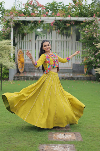Festive Special Roman With Attractive Gota-Patti Lace Work with 6 Meter Big Flair Lehenga Choli Set