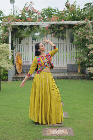 Festive Special Roman With Attractive Gota-Patti Lace Work with 6 Meter Big Flair Lehenga Choli Set