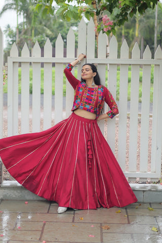 Festive Special Roman With Attractive Gota-Patti Lace Work with 6 Meter Big Flair Lehenga Choli Set