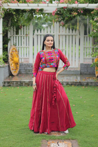 Festive Special Roman With Attractive Gota-Patti Lace Work with 6 Meter Big Flair Lehenga Choli Set