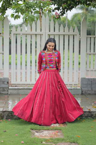 Festive Special Roman With Attractive Gota-Patti Lace Work with 6 Meter Big Flair Lehenga Choli Set