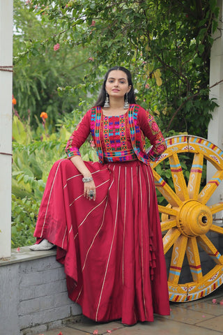 Festive Special Roman With Attractive Gota-Patti Lace Work with 6 Meter Big Flair Lehenga Choli Set
